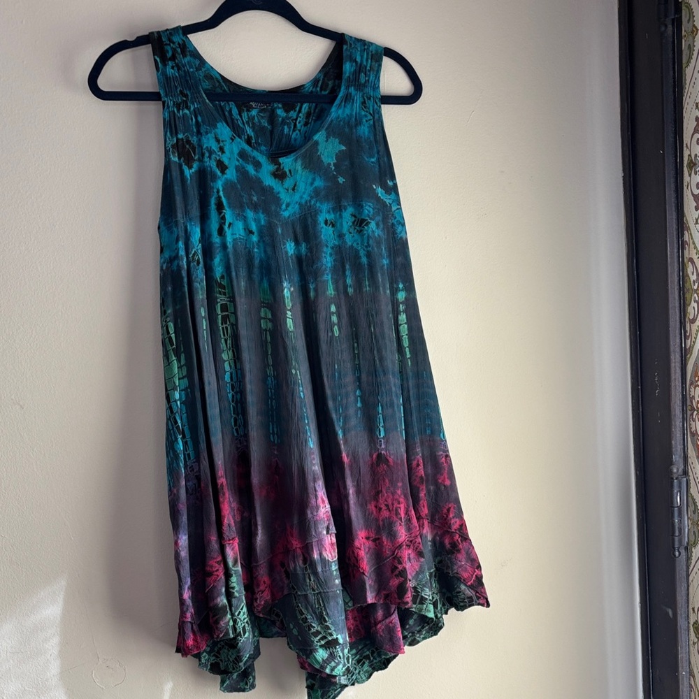 Advance Apparels Multicolor bohemian BoHo Tie-Dye Tunic Hippie